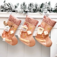 Božićne čarape, Božićne čarape Vintage Style Snjegovinski jeleni Print Široko primijenjeni kamin Xmas