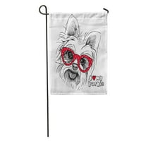 Crveni Yorkie portret psa Jorkširski terijer naočala Štenad Garden Zastava za zastavu Kućni baner