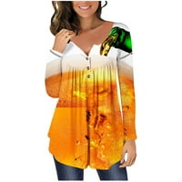 Žene trendy s dugim rukavima Henley košulje pivo Oktoberfest Vrhunsko pulover Lood Fit V DREAK Dugme