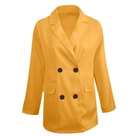 Qonioi ušteda klirence žnoži modni blazer proljetni rever ovratnik čvrste boje dugmad dugih rukava Blazer jakne za žene Business casual žuti s