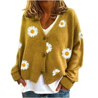 Ženske vrhove Clearence Cardigan ženska moda Jesen zimski povremeni cvjetni ispisani kardiganski džemper