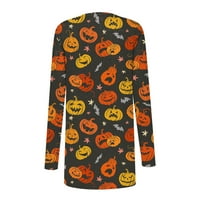 Cardigan za žene Lagani dugi rukav otvoren prednji ležerni cvjetni Halloween Print srednje dužine jakne