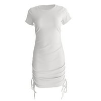 Haljine za žene ženke V-izrez kratki rukav s kratkim mini haljinama kratki ljetni mini chemise sivi m