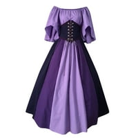 Yubnlvae haljine za modu Nove žene Vintage Gothic Patchwork čipka za rezanje vrata - ljubičasta xxxl