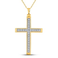 Ženska solidna 10KT žuta zlatna okrugla Diamond Cross Religious Privjesak CTTW