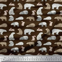 Soimoi smeđa pamučna pamučna tkanina medvjed i zečje životinje tiskano tkanine širom