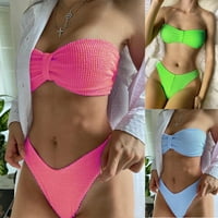 Plus veličine Žene Čvrsto boje Split cijev gornji talas uzorak bikini seksi kupaći kostim
