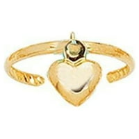14k žuto zlato sjajno manžetno fin fin fin prsten s malim publim srcem -. Grama