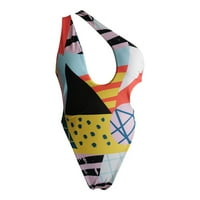 Ženski plivanje visokog struka dame multikolor tiskani otisnute bez rukava s rukavima bikini kupaći kostimi za kupaće kostimu plus veličine bikinija