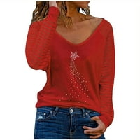 Štednja Ženska bluza s vratima V-izrez Striptirane zvijezde s dugim rukavima Grafička vruća siparska štampa Ležerne košulje