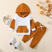 Rovga Toddler Girls Outfit setovi dječaka Toddler Boys Dugi rukav Patchwork Color Hoodie T majica Tops