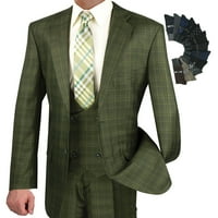 Luksuzan muškarac od 3-komada Glen plaćenog uzorka, blazer, prsluk i hlače sa parovima čarapa - siva 40r