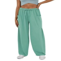 Ženske vrećaste hlače Čvrsto boje za struk za struk široke nogu hlače više džepova jogger hlače