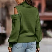 Pad džemperi za žene casual čvrste dugih rukava kornjače zbojene vrhove vojske zelene xl