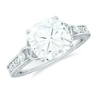 Cushion Cut Moissine Solitaire zaručni prsten za žene, srebrna srebra, SAD 10,50