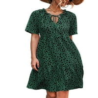 Sanviglor Women sandress tunic kratke mini haljine Swing T Majica Dress Casual Ljeto Zeleno XL