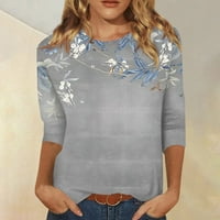 APEPAL ženske grafičke majice s rukavima vješanje na majicama okrugla vrat casual majica gornje sive m