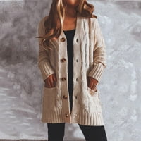 Moderna jakna za žene Qwang ženski džemper za žene pamuk prema dolje dug rukavi na velikim rukavima Knit Cardigani