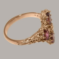 Britanska napravljena 9k ruža od zlatnog prirodnog dijamanta i ružičaste turmalin ženski prsten iz izjave