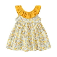 Dječji delići i dječji djevojčici haljina bez rukava Tutu haljine cvjetni print žuti 6