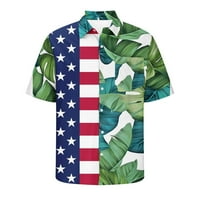 Muške američke zastave T-majice Okrug Okrug Havajski džep za ispis KARDIGAN Dugme Majica Lapel kratki