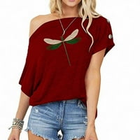Ženska majica s ramenom na ramenima Labavi pulover seksi kratki rukav Ležerne prilike ljetne topke majice