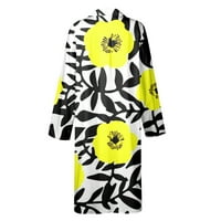 Žuta modna ženska tiskana bluza Labava kuća za odmor dugih rukava XXXXL
