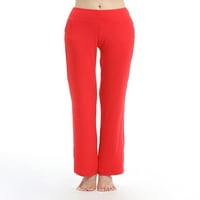 REJLUN dame joga hlače ravno nogu gamaše pune boje dna duge pantalone rastezanje treninga đa crvena