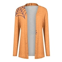 Halloween Cardigan za žene Lagana jesena modna majica s dugim rukavima Oplata otvorena prednji narančasti