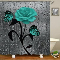 Kupatilo tuš za tuš Umjetnički dekor - zelena ruža cvijet leptir nalik dizajnu - poliesterskih zastori