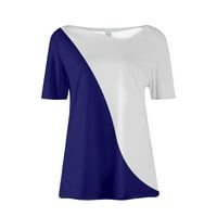 Ženske košulje Ženska modna ležerna temperament V-izrez Labavi geometrijski print Majica kratkih rukava Top Blue S