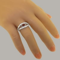 Britanci napravili bijeli zlatni prsten sa prirodnim Garnet & Diamond Womens prsten - Veličine opcije - Veličina 7,25