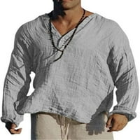 Gomelly Muška majica prednji gumbi na vrhu casual bluza Muška javna kuća za odmor Tunika Solid Boja siva XL