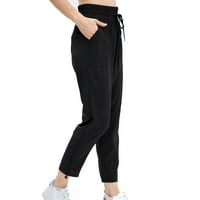 Ženske pantalone Noga udobna crne casual labave ravne ležaljke hlače vježbanje trkača, crna, crna, m,