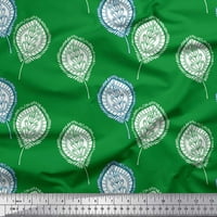 Soimoi Green Pamuk poplin tkanina umjetnička lišća ispis tkanine uz dvorište širom