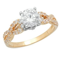 1.36ct okrugli rez bijeli safir 14k žuta bijela zlatna godišnjica zaručničke prstene veličine 5