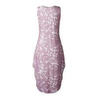 Haljine za žene Žene džep bez rukava Ležerne prilike cvjetne tiskarske plaže Long Maxi Labava haljina