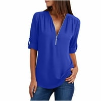 Ženske bluze i majice Zipper UP PAING LOGHNEVE TOP V VAC CALESTE LOUNIC TURS Curble Hem Pulover Tee-majice