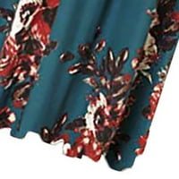 Ljetne haljine za žene bez rukava Maxi dužina gležnja modna cvjetna okrugla izrez haljina tamno plava