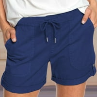 Korpo u boji struka Comfy Solid elastične kratke hlače Žene džepne casual pantalone ljubičaste l