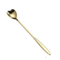 Zlatna kašika od nehrđajućeg čelika Ergonomska okrugla desertna kašika sa dugim ručkom za kafu čaj za sladoled koktel [srčani oblik]