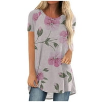 Ženska cvjetna midi bluza V izrez kratki rukav Tunik prodaja zazora Specijalne jednostavne košnice za