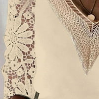Ženska bluza jesen elegantna čipka ubode V-izrez Dugi rukav gornji proljetni proljetni izdubljeni vintage