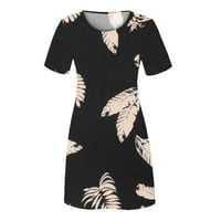 Jsaierl Womens Ljetna haljina Ležerne haljina za ispis Linija Skraćena rukava Sunčana haljina za sunčanje