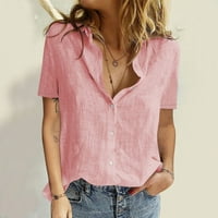 Olyvenn Smanjene pamučne bluze za bluze za ženske džepove od punog poprsja Trendy Comfy Fashion Dame