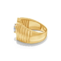 Bijeli kubični zirkonijski vjenčani prsten za muškarce u 14K žutom zlatu preko srebra sterlinga