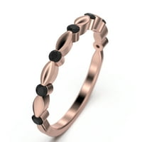 0,35ct okrugli rez crni dijamantski moissan vjenčani bend 18k ružičasto zlato preko srebrnog prstena
