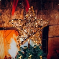 Božićno stablo Topper Rattan Star Tree vrh sa striptiz svjetla USB LED svjetla za zvijezde s jednim