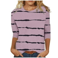 Ženski rukav vrhovi Crewneck Tie Dye Striped Trendy Trendy Thers Casual Basic Spring Fall Odjeća Tunika