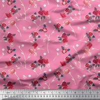 Lišće tkanine Soimoi Silk, & Rose cvjetna tiskana tkanina od dvorišta široko